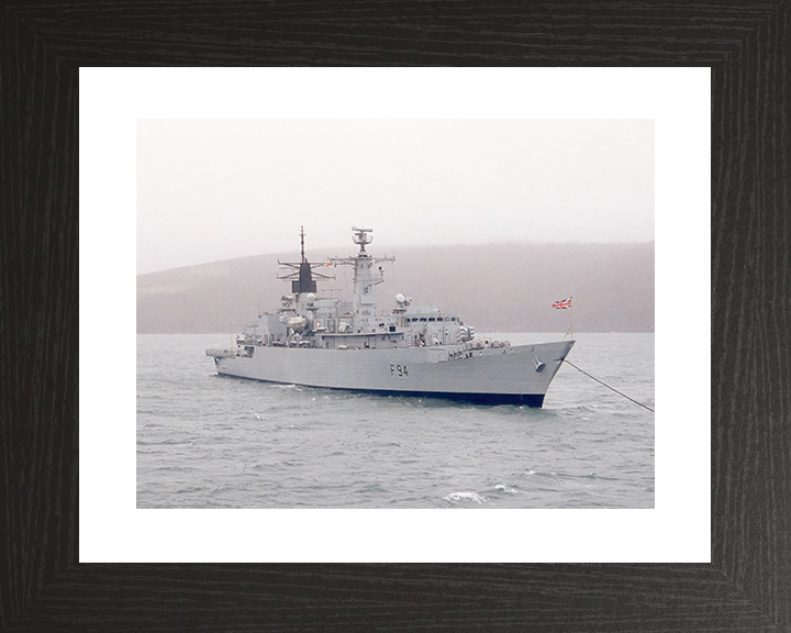 HMS Brave (F94) Royal Navy Type 22 Frigate at Anchor Photo Print Wall Art Decor Posters, Prints, & Visual Artwork Hampshire Prints 10 x 8 Black Frame Yes