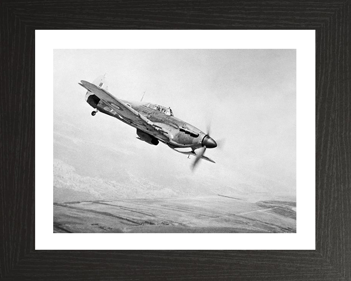 RAF Hawker Hurricane Mark IIC in Flight 1945 Photo Print - Royal Air Force Aircraft Posters, Prints, & Visual Artwork Hampshire Prints 10 x 8 Black Frame Yes