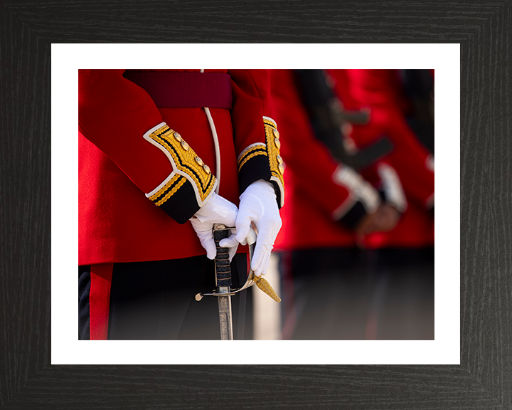Coldstream Guardsmen officer on Parade Photo Print - British Army Hampshire Prints 10 x 8 Black Frame Yes