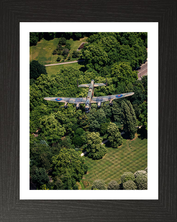 RAF Lancaster Over Buckingham Palace Photo Print - Royal Air Force Aircraft Hampshire Prints 10 x 8 Black Frame Yes