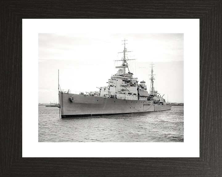 HMS Bermuda (52) Royal Navy Fiji Class Light Cruiser Port Bow View Photo Print Wall Art Decor Posters, Prints, & Visual Artwork Hampshire Prints 10 x 8 Black Frame Yes