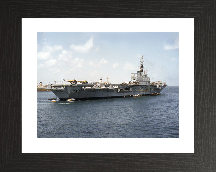 HMS Centaur (R06) Royal Navy Centaur Class Carrier At Anchor Photo Print Wall Art Decor Posters, Prints, & Visual Artwork Hampshire Prints 10 x 8 Black Frame Yes
