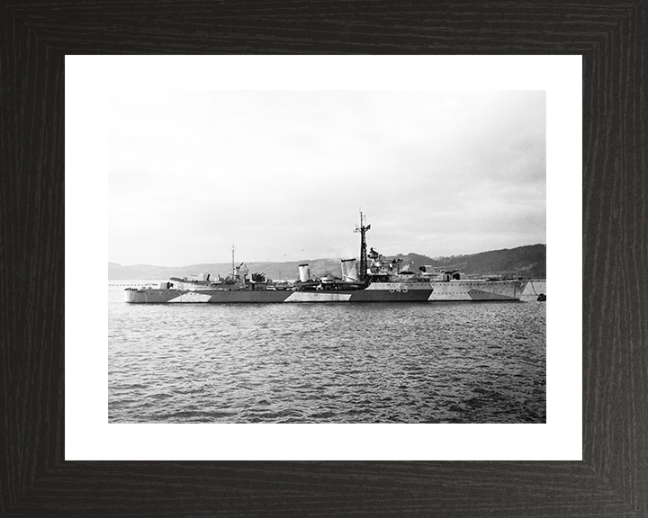 HMS Tartar G43 (F43) Photo Print - At a buoy Apr 1944 - Royal Navy Tribal class Destroyer Hampshire Prints 10 x 8 Black Frame Yes