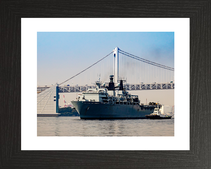 HMS Albion (L14) Royal Navy Albion Class Amphibious Ship With Tug Boats Photo Print Wall Art Naval Decor Posters, Prints, & Visual Artwork Hampshire Prints 10 x 8 Black Frame Yes