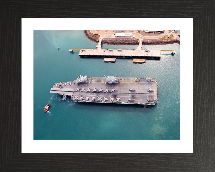 HMS Prince of Wales (R09) Photo Print - Visits Darwin 2025 - Royal Navy Queen Elizabeth Class Aircraft Carrier Hampshire Prints 10 x 8 Black Frame Yes