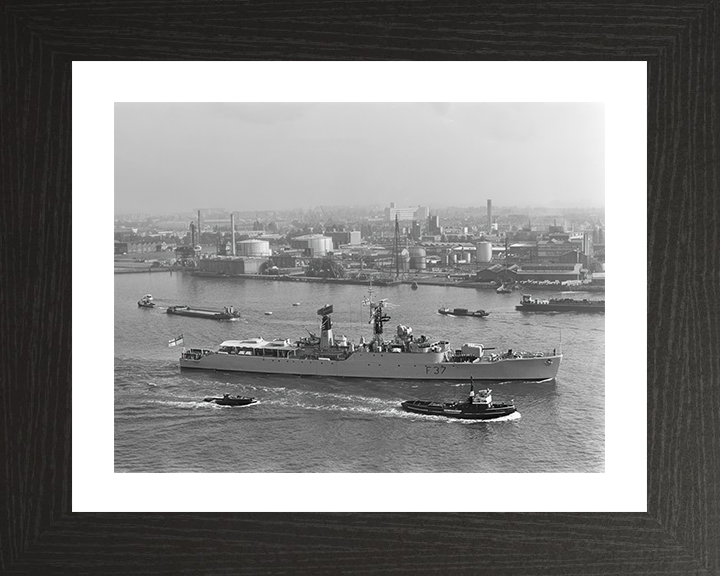 HMS Jaguar (F37) Photo Print - Amsterdam 1968 - Royal Navy Leopard Class Frigate Hampshire Prints 10 x 8 Black Frame Yes