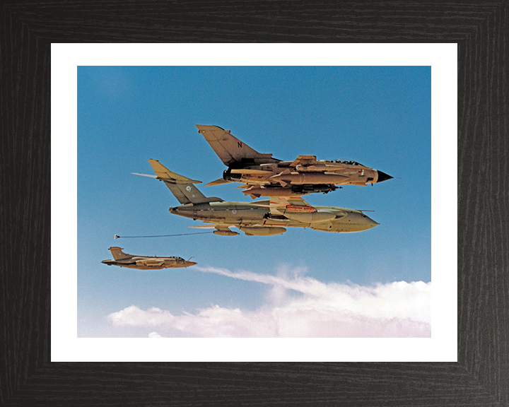 Tornado GR1 and Buccaneer S2 Refuelling Photo Print - Royal Air Force Aircraft Hampshire Prints 10 x 8 Black Frame Yes