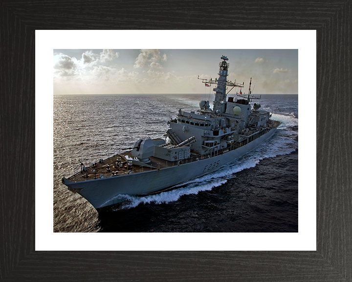HMS Monmouth (F235) Photo Print - Port Bow View 2011 - Royal Navy Type 23 Frigate Hampshire Prints 10 x 8 Black Frame Yes