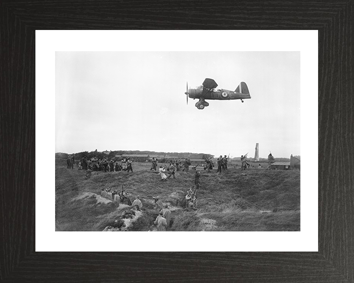 RAF Westland Lysander Flying over the Home Guard Photo Print - Royal Air Force Aircraft Posters, Prints, & Visual Artwork Hampshire Prints 10 x 8 Black Frame Yes