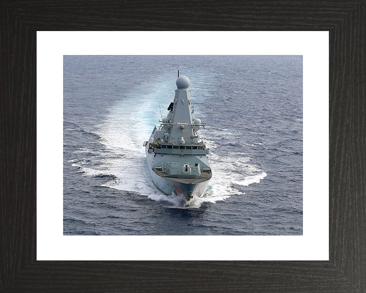 HMS Dragon (D35) Royal Navy Type 45 Destroyer Underway Bow View Photo Print Wall Art Decor Posters, Prints, & Visual Artwork Hampshire Prints 10 x 8 Black Frame Yes