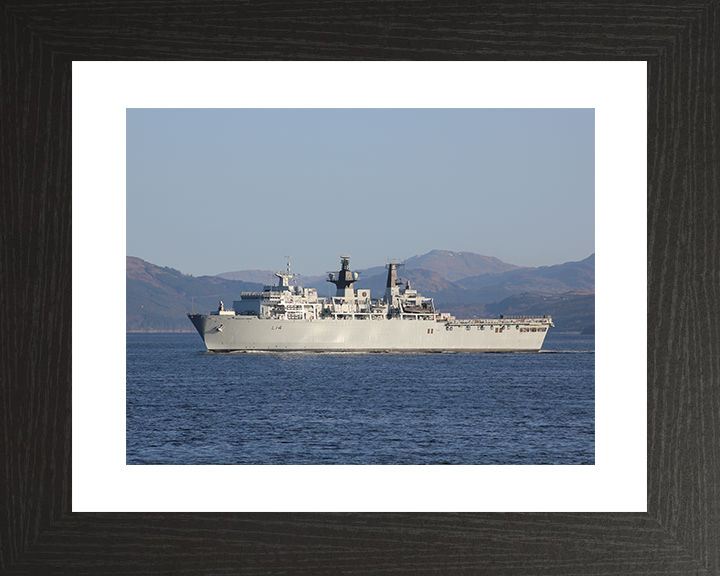 HMS Albion (L14) Royal Navy Albion Class Amphibious Ship Port Beam View Photo Print Wall Art Naval Decor Posters, Prints, & Visual Artwork Hampshire Prints 10 x 8 Black Frame Yes