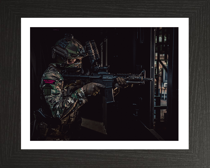 Royal Marines Commando Portrait Photo Print Hampshire Prints 10 x 8 Black Frame Yes