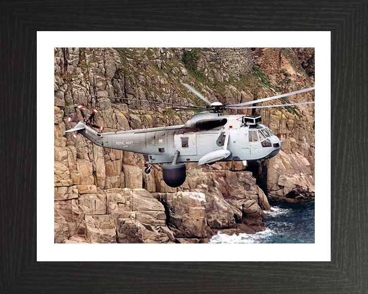 Sea King Mk.2 Airborne Early Warning Helicopter Photo Print - Royal Navy Aircraft Hampshire Prints 10 x 8 Black Frame Yes