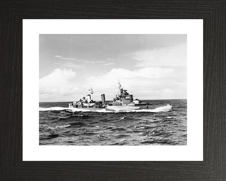 HMS Belfast (C35) Royal Navy Town Class Light Cruiser Starboard Beam View Photo Print Wall Art Decor Posters, Prints, & Visual Artwork Hampshire Prints 10 x 8 Black Frame Yes