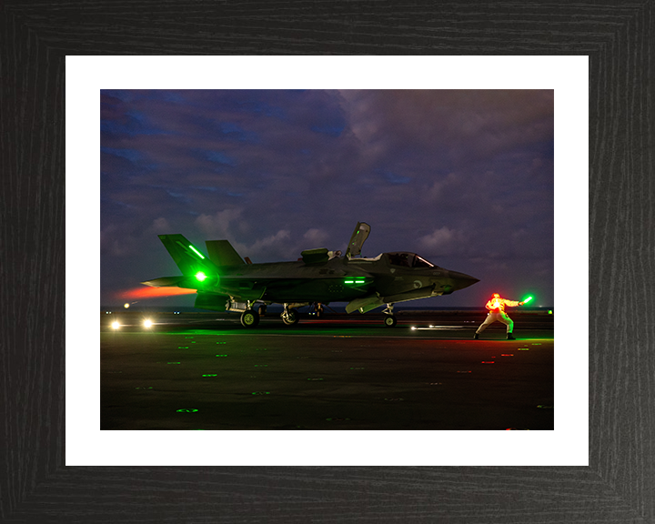F-35B Lighting jet night takeoff 2025 Photo Print - Royal Navy Aircraft Hampshire Prints 10 x 8 Black Frame Yes