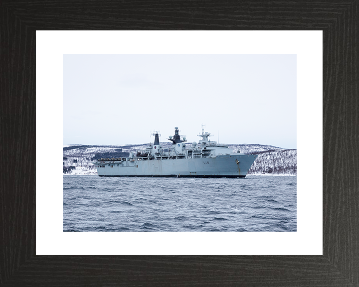 HMS Albion (L14) Royal Navy Albion Class Amphibious Ship Off Norway Photo Print Wall Art Naval Decor Posters, Prints, & Visual Artwork Hampshire Prints 10 x 8 Black Frame Yes