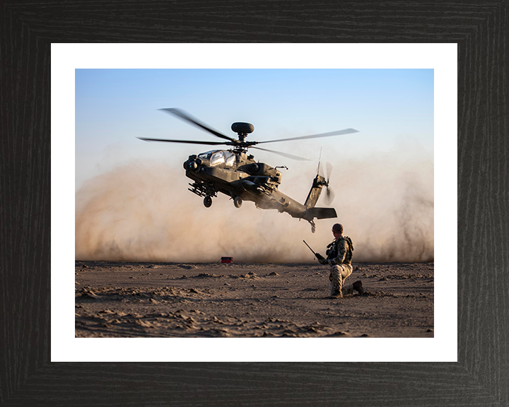 Army Apache Echo Helicopter and JTAC Photo Print - British Army Hampshire Prints 10 x 8 Black Frame Yes