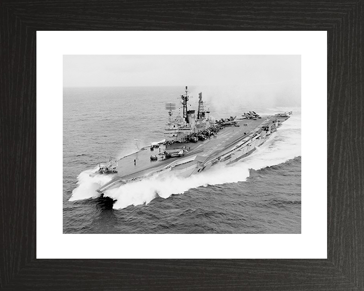HMS Ark Royal (R09) Royal Navy Audacious Class Aircraft Carrier At Speed Photo Print Wall Art Decor Posters, Prints, & Visual Artwork Hampshire Prints 10 x 8 Black Frame Yes