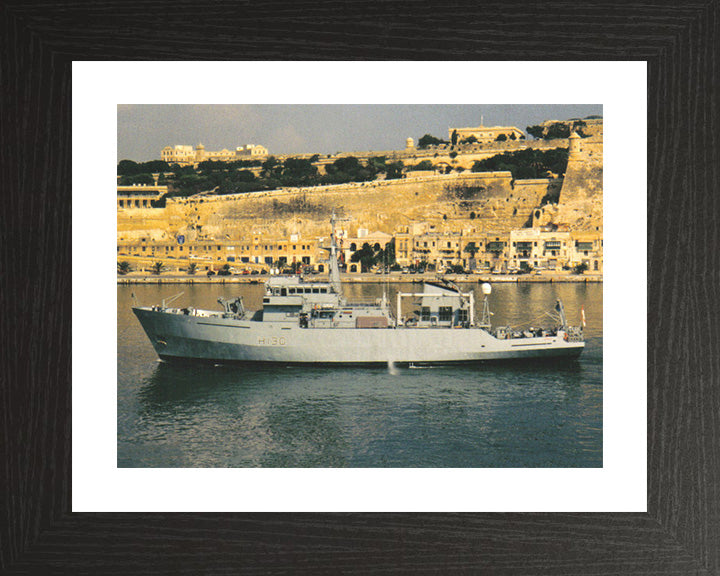 HMS Roebuck (H130) Photo Print - Valletta Malta - Royal Navy Coastal Survey Vessel Hampshire Prints 10 x 8 Black Frame Yes