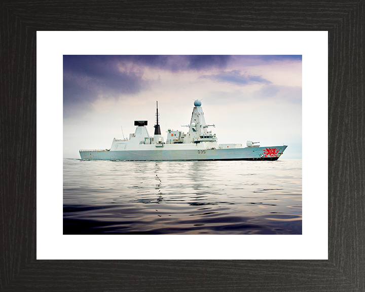 HMS Dragon (D35) Royal Navy Type 45 Destroyer Low Starboard Beam View Photo Print Wall Art Decor Posters, Prints, & Visual Artwork Hampshire Prints 10 x 8 Black Frame Yes