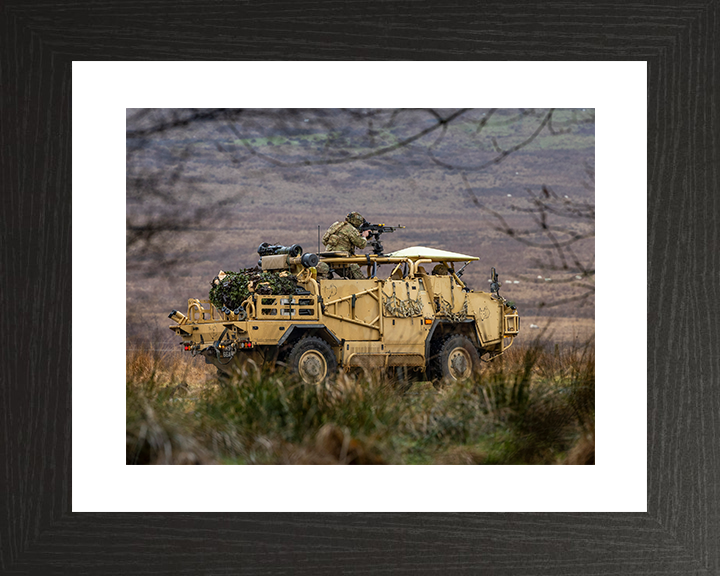 Soldier on a Jackal 2 Vehicle Providing Support British Army Vehicle Photo Print Wall Art Military Decor UK Posters, Prints, & Visual Artwork Hampshire Prints 10 x 8 Black Frame Yes