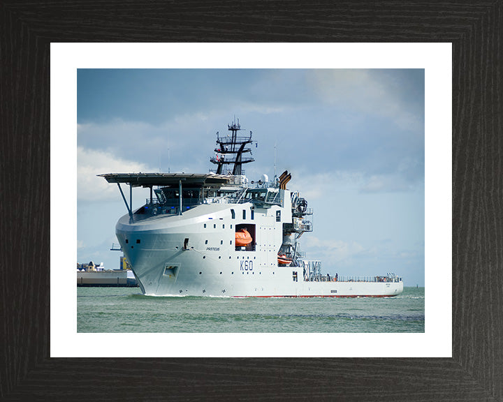 RFA Proteus (K60) Photo Print - Port Side View - Royal Fleet Auxiliary Ocean Surveillance Ship Hampshire Prints 10 x 8 Black Frame Yes