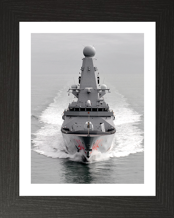 HMS Dragon (D35) Photo Print - Bow View 2011 - Royal Navy Type 45 Destroyer Hampshire Prints 10 x 8 Black Frame Yes