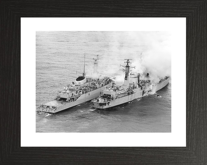 HMS Arrow (F173) alongside HMS Sheffield (D80) Royal Navy Falklands Warship Photo Print Wall Art Decor Posters, Prints, & Visual Artwork Hampshire Prints 10 x 8 Black Frame Yes