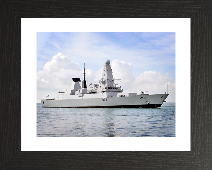 HMS Dauntless (D33) Royal Navy Type 45 Destroyer Low Starboard Side View Photo Print Wall Art Decor Posters, Prints, & Visual Artwork Hampshire Prints 10 x 8 Black Frame Yes