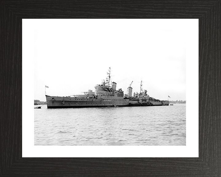 HMS Glasgow (C21) Photo Print - Portsmouth 1947 - Royal Navy Town Class Light Cruiser Posters, Prints, & Visual Artwork Hampshire Prints 10 x 8 Black Frame Yes