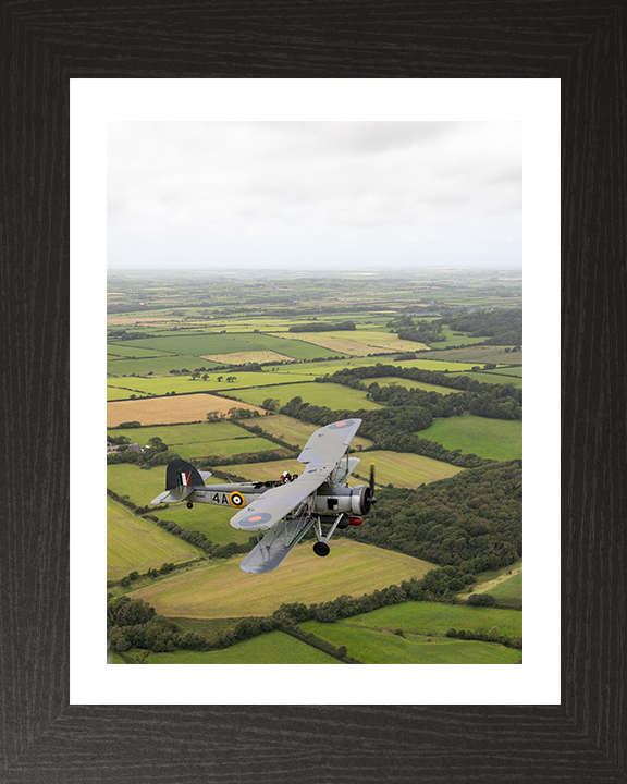 Swordfish Mk1 Plane in flight Photo Print - Royal Navy Aircraft Hampshire Prints 10 x 8 Black Frame Yes
