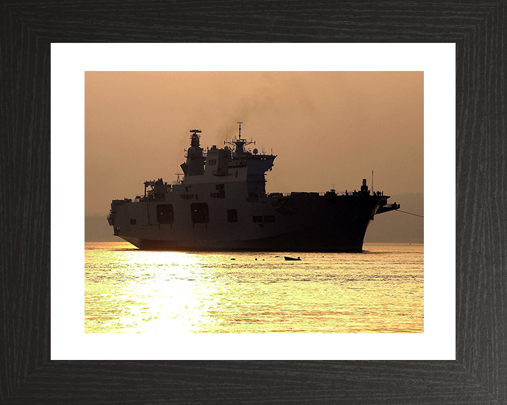 HMS Ocean (L12) Photo Print - at Sunset 2001 - Royal Navy Landing Platform Helicopter