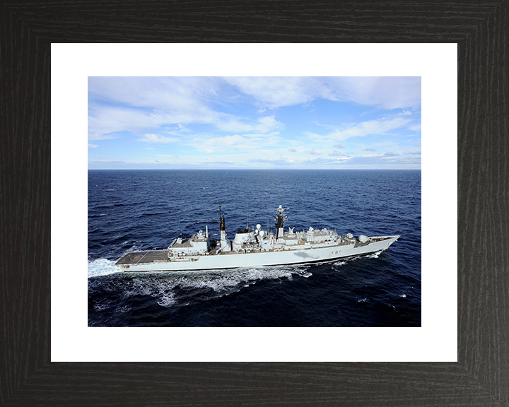 HMS Chatham (F87) Royal Navy Type 22 Frigate From a Helicopter Photo Print Wall Art Decor Posters, Prints, & Visual Artwork Hampshire Prints 10 x 8 Black Frame Yes