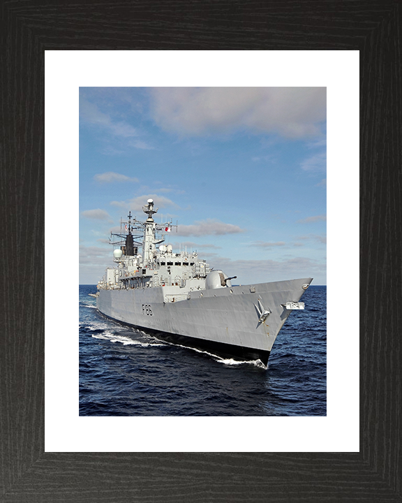 HMS Campbeltown (F86) Royal Navy Type 22 Frigate Starboard Bow View Photo Print Wall Art Decor Posters, Prints, & Visual Artwork Hampshire Prints 10 x 8 Black Frame Yes