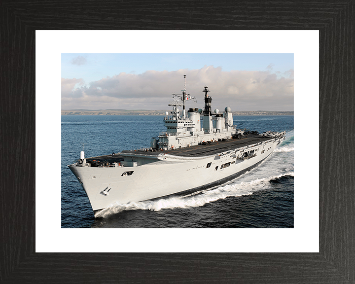 HMS Ark Royal (R07) Royal Navy Invincible Class Aircraft Carrier Underway Port Bow View Photo Print Wall Art Decor Posters, Prints, & Visual Artwork Hampshire Prints 10 x 8 Black Frame Yes