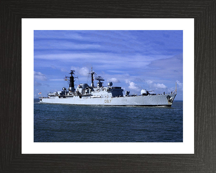 HMS Newcastle (D87) Photo Print - Entering Harbour - Royal Navy Type 42 Destroyer Hampshire Prints 10 x 8 Black Frame Yes