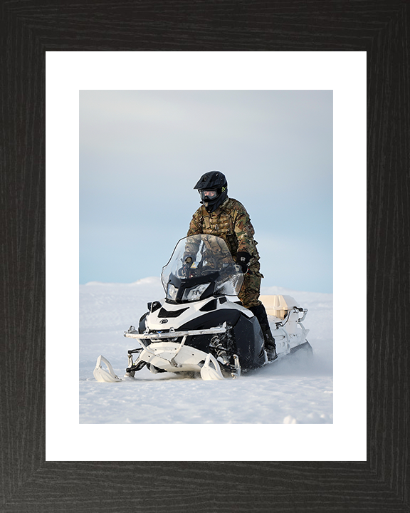 Royal Marine Commando Drives an Oversnow Reconnaissance Vehicle Photo Print in Norway Marines Wall Art Military Decor Posters, Prints, & Visual Artwork Hampshire Prints 10 x 8 Black Frame Yes