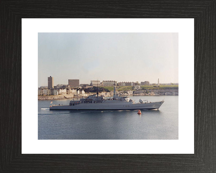 HMS Amazon (F169) Royal Navy Type 21 Frigate Leaving Plymouth Photo Print Wall Art Decor Posters, Prints, & Visual Artwork Hampshire Prints 10 x 8 Black Frame Yes