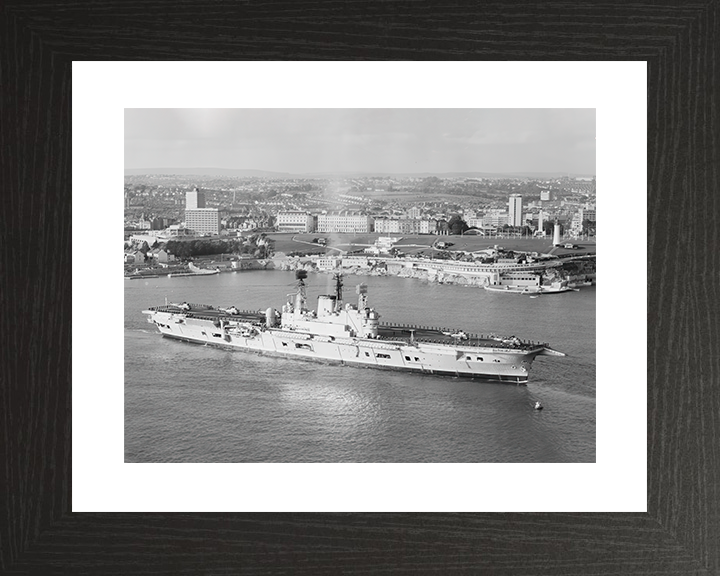 HMS Ark Royal (R09) Royal Navy Audacious Class Aircraft Carrier Plymouth Hoe 1975 Photo Print Wall Art Decor Posters, Prints, & Visual Artwork Hampshire Prints 10 x 8 Black Frame Yes
