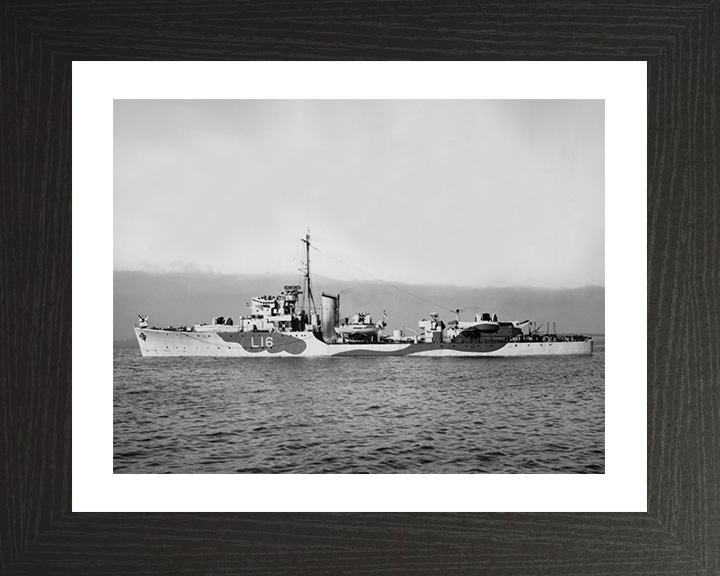 HMS Stevenstone (L16) Photo Print - Port Side 1947 - Royal Navy Hunt Class Destroyer Posters, Prints, & Visual Artwork Hampshire Prints 10 x 8 Black Frame Yes
