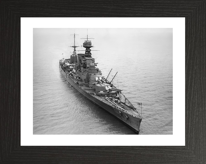 HMS Hood (51) Photo Print - At Sea - Royal Navy Admiral Class Battlecruiser Hampshire Prints 10 x 8 Black Frame Yes