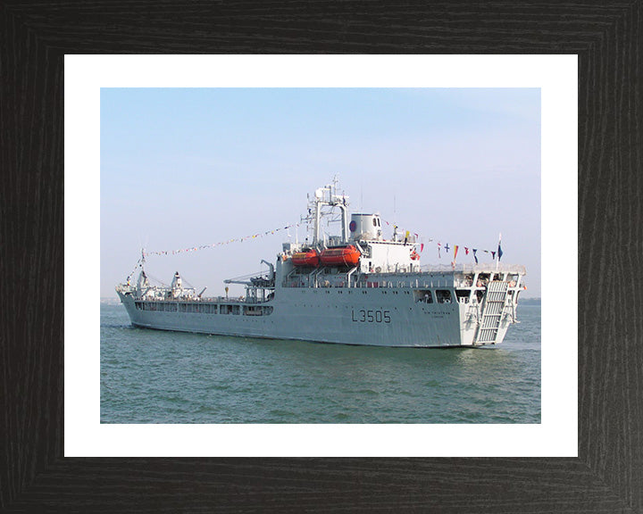 RFA Sir Tristram (L3505) Photo Print - Port Quarter View - Royal Fleet Auxiliary Round Table Class Ship Hampshire Prints 10 x 8 Black Frame Yes