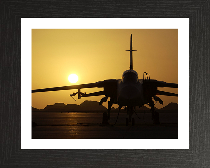 RAF Tornado F3 Silhouette at Sunset Photo Print - Royal Air Force Aircraft Posters, Prints, & Visual Artwork Hampshire Prints 10 x 8 Black Frame Yes