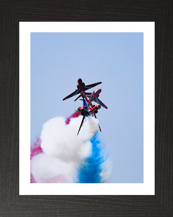 RAF Red Arrows Breaking Formation Photo Print - Royal Air Force Aircraft Hampshire Prints 10 x 8 Black Frame Yes