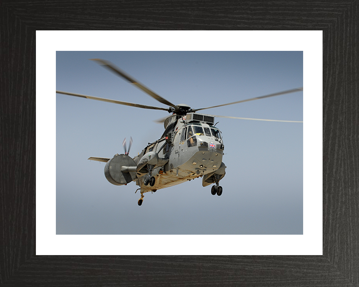 Sea King Helicopter Flying Over Afghanistan 2011 Photo Print - Royal Navy Aircraft Posters, Prints, & Visual Artwork Hampshire Prints 10 x 8 Black Frame Yes