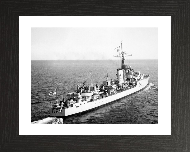 HMS Barfleur (D80) Photo Print - At Sea 1954 - Royal Navy Battle Class Destroyer Posters, Prints, & Visual Artwork Hampshire Prints 10 x 8 Black Frame Yes
