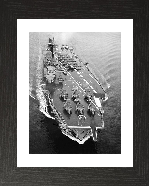 HMS Ark Royal (R09) Royal Navy Audacious Class Aircraft Carrier From the Air Photo Print Wall Art Decor Posters, Prints, & Visual Artwork Hampshire Prints 10 x 8 Black Frame Yes