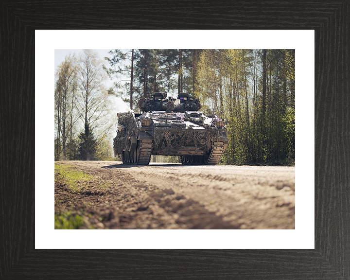 Warrior Infantry Fighting Vehicle Low View Photo Print - British Army Vehicle Hampshire Prints 10 x 8 Black Frame Yes