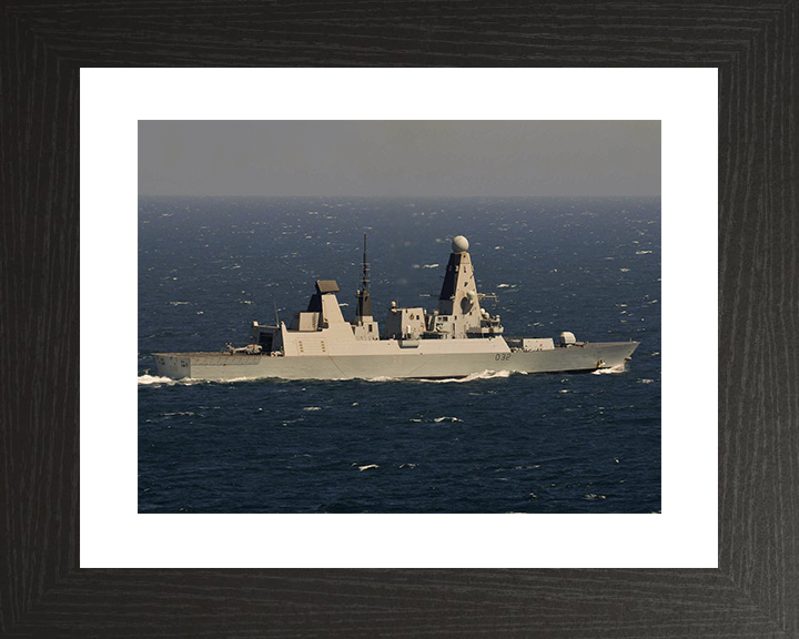HMS Daring (D32) Royal Navy Type 45 Destroyer At Sea Starboard View Photo Print Wall Art Decor Posters, Prints, & Visual Artwork Hampshire Prints 10 x 8 Black Frame Yes