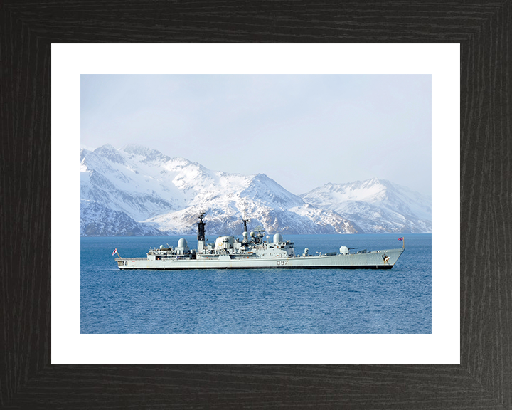 HMS Edinburgh (D97) Photo Print - South Georgia 2011 - Royal Navy Type 42 Destroyer Hampshire Prints 10 x 8 Black Frame Yes